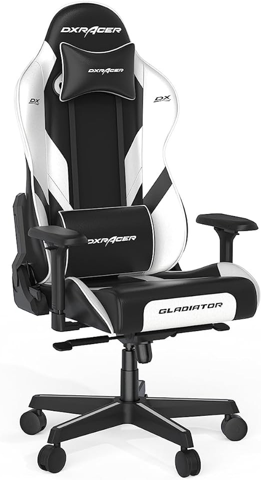 DXRacer G Series Modular Gaming Chair with Removable Seat Cushion and 4D Metal Armrest (Black & White)