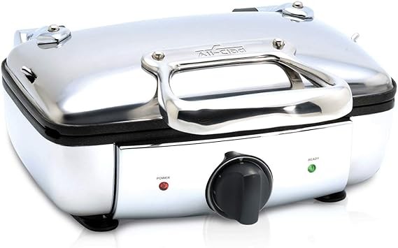 All-Clad 99011GT Stainless Steel Belgian Waffle Maker with 7 Browning Settings, 2-Square, Silver